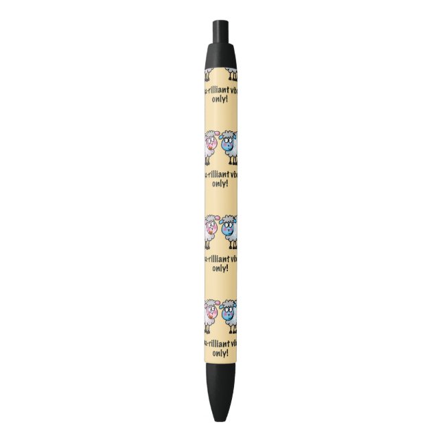 Caneta Preta Baa-riliante - Par de Ovelhas de Desenho Animado F (Frente Vertical)