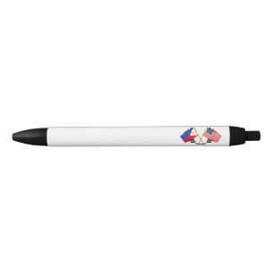 Caneta Preta Bandeira Americana Filipina Heritage Vintage
