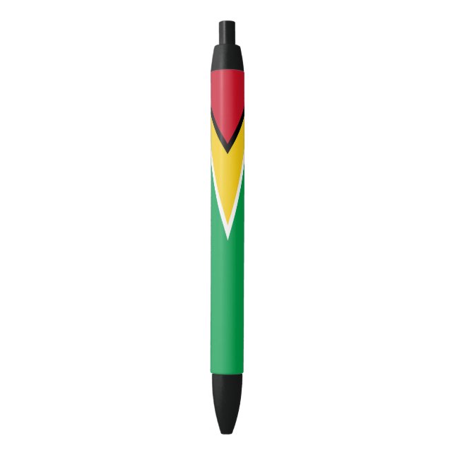 Caneta Preta Bandeira da Guiana (Frente Vertical)