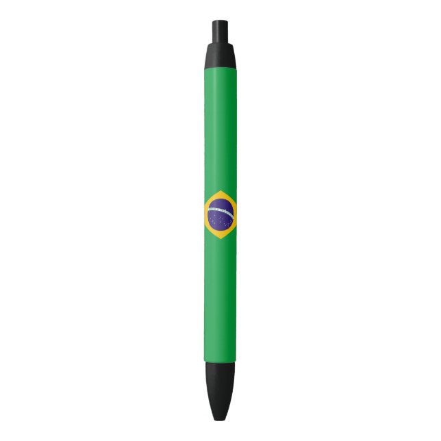 Caneta Preta Bandeira de Brasil (Frente Vertical)