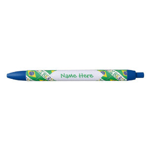 Caneta Preta Bandeira do Brasil Personalizada
