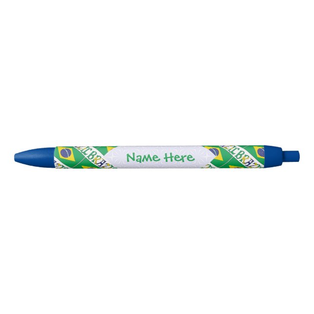 Caneta Preta Bandeira do Brasil Personalizada (Frente)
