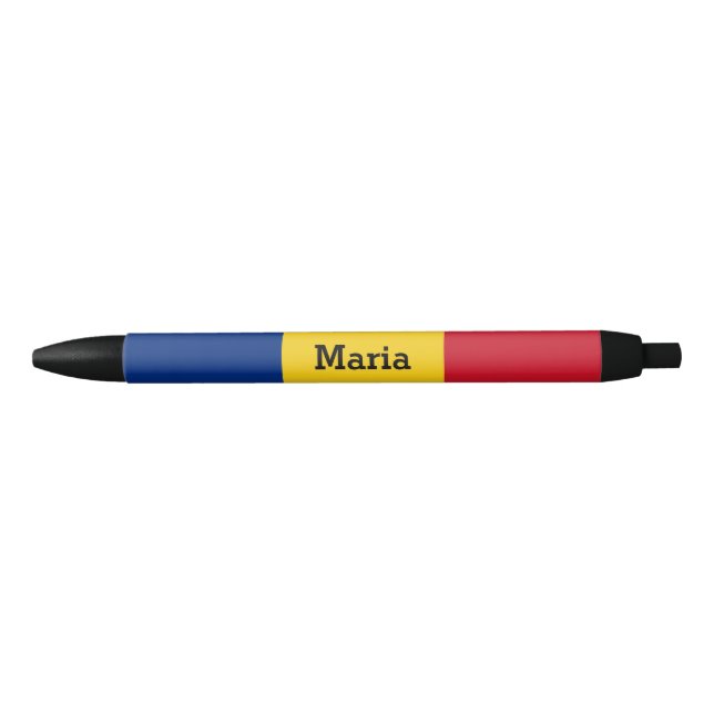 Caneta Preta Bandeira Romena Personalizada (Frente)