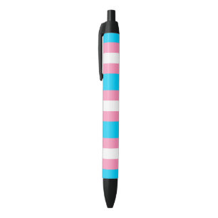 Caneta Preta Bandeira Transgênero LGBTQIA+ Rosa, Azul e Branc