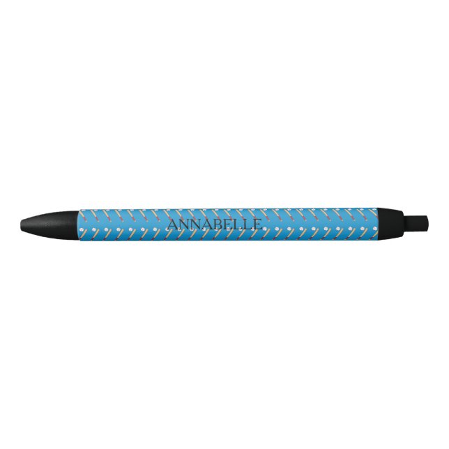 Caneta Preta Baseball Bat com Ball Personalize (Frente)