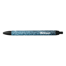 Caneta Preta Bebê azul claro brilho falso personalizado