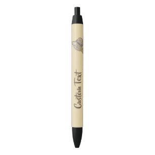 Caneta Preta Beige De Chapéu De Palha Desenhada À Mão