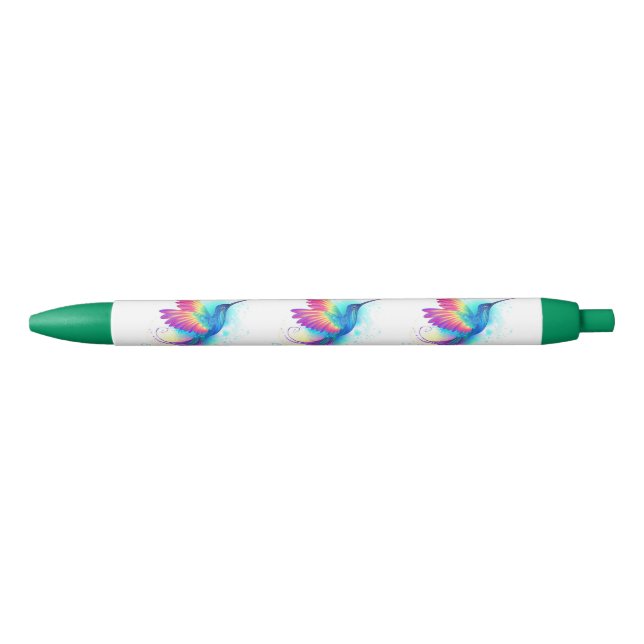 Caneta Preta Beija-flor Arco-íris Exótico (Frente)