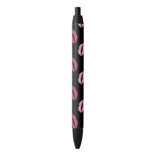 Caneta Preta Beijos Cor-de-Rosa