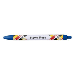 Caneta Preta Bélgica Bandeira Belga Personalizada em Mosaico 