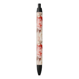 Caneta Preta Belíssimo Rosa Bege Creme Rosa Floral
