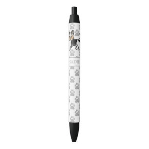 Caneta Preta Biewer Terrier Yorkie Cartoon Dog & Name