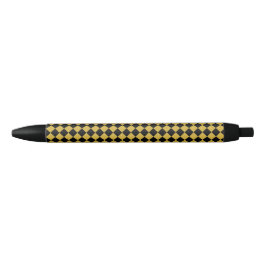 Caneta Preta Black and Metallic Gold Chevron Pattern Classic