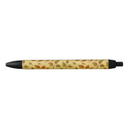 Caneta Preta Black Ink Pen With Autumn Leaves
