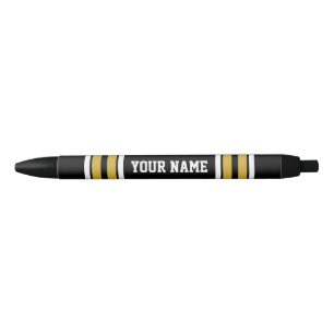 Caneta Preta Black with Dourado White Stripes Team Jersey