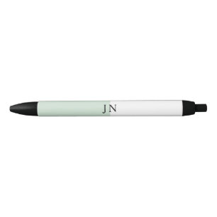 Caneta Preta Bloco de Cor Monograma Verde Pastel Branco