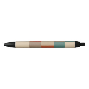 Caneta Preta Blocos Geométricos Modernos em Azul Turquesa e Beg