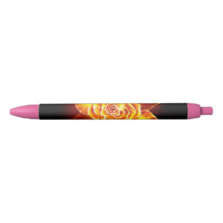 Caneta Preta Blooming Fire Rosa