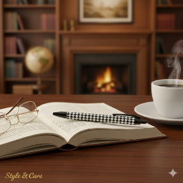 Caneta Preta Bold Black and White Chevron Pattern Classic