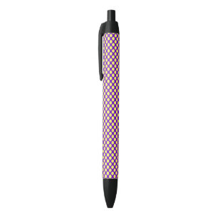 Caneta Preta Bolinhas amarelas com stouro roxo