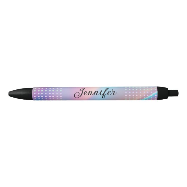 Caneta Preta bolinhas personalizada de na moda holográficas (Frente)