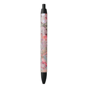 Caneta Preta Bonito "Acredite em você mesmo" cita rosas florai