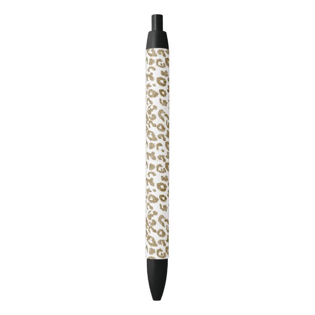 Caneta Preta Bonito Trendy Leopard Imprima Literatura Dourada (Frente Vertical)
