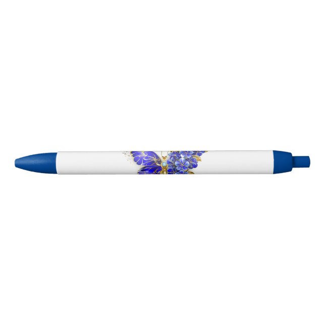 Caneta Preta Borboleta Flor Sapphire (Frente)