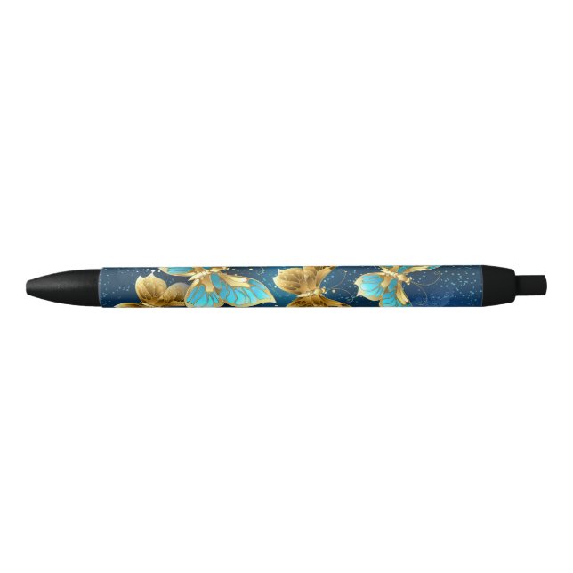 Caneta Preta Borboletas de ouro (Frente)
