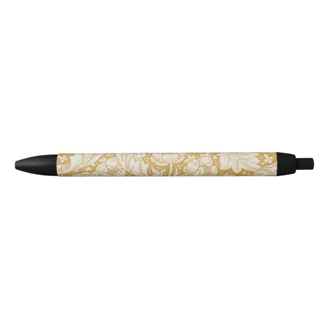 Caneta Preta Botão de Solteiro Flor Clássica de William Morris (Frente)