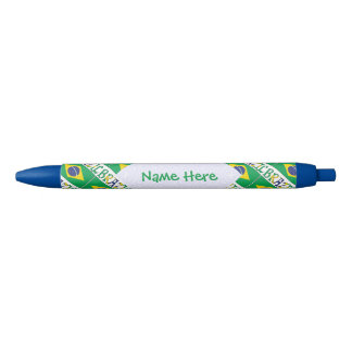 Caneta Preta Brazil Flag Personalized