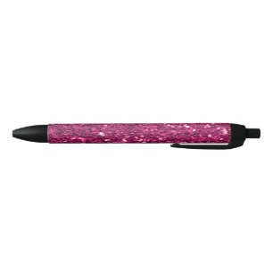 Caneta Preta Brilhante Rosa