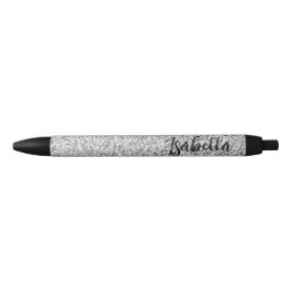 Caneta Preta Brilho de luz cinza prateado faísca personalizado