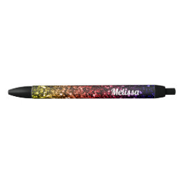 Caneta Preta Brilho falso de arco-íris Personalize