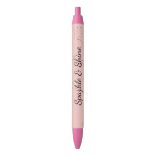 Caneta Preta Brilho Rosa Bege Dourado Rosa Brilhante Faísca