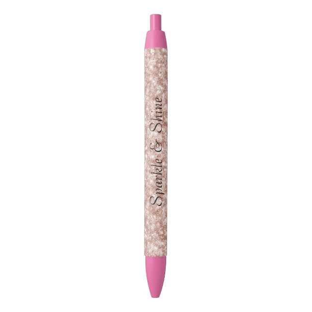Caneta Preta Brilho Rosa Rubor Feminino (Frente Vertical)