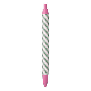 Caneta Preta Brilho Rosa Verde Listras Glitter Natal  