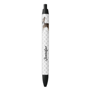 Caneta Preta Brindle Boston Terrier Cartoon Dog e Texto Persona