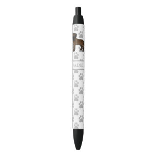 Caneta Preta Brindle English Mastiff Cute Cartoon Dog & Name