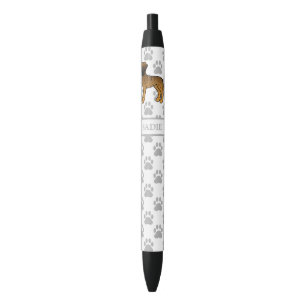 Caneta Preta Brindle Great Dane Cute Cartoon Dog & Name