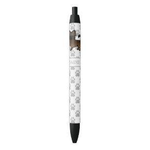 Caneta Preta Brindle Long Casaco Chihuahua Cartoon Dog & Name