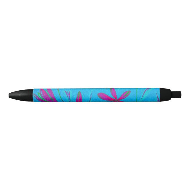 Caneta Preta Brisa Floral Turquesa (Frente)