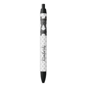 Caneta Preta Buldogue Francês Preto E Branco Com Palangres E No