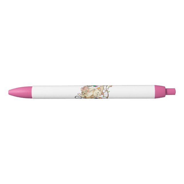 Caneta Preta Bunny comemora o dia da Páscoa (Frente)