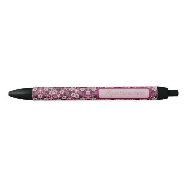 Caneta Preta Burgundy Floral (Frente)