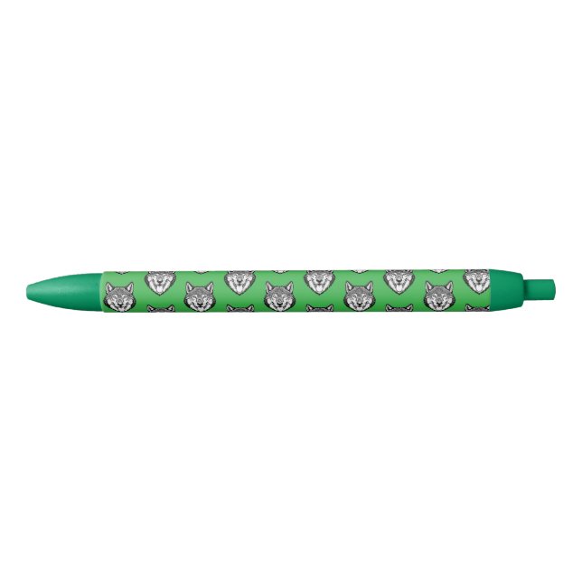 Caneta Preta Cabeça de lobo de frente (Frente)