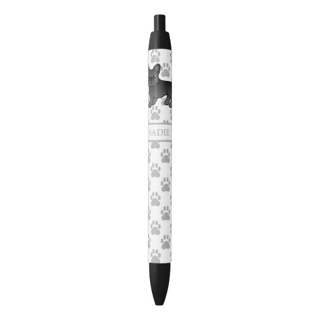 Caneta Preta Cachorro de desenho animado fofo Bulldog Francês P (Frente Vertical)