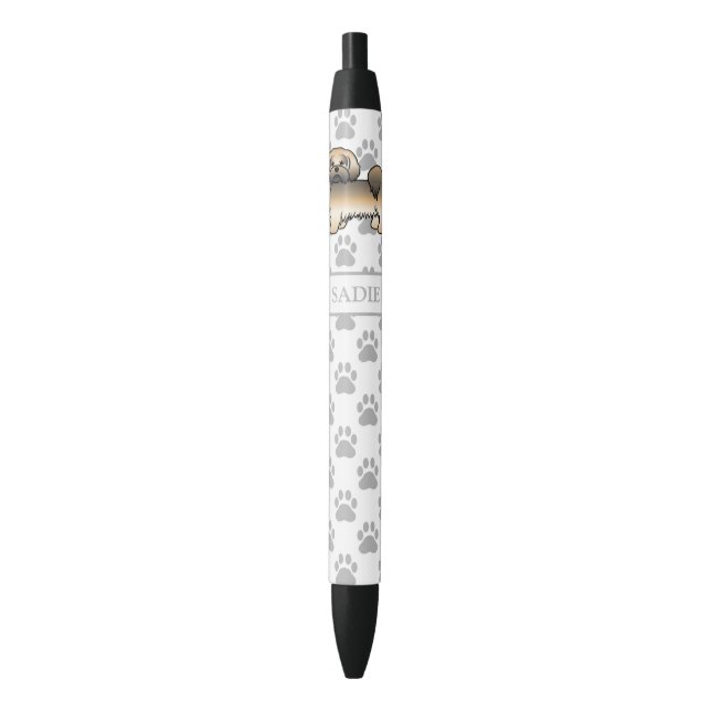 Caneta Preta Cachorro de desenho animado Lhasa Apso Sable Doura (Frente Vertical)