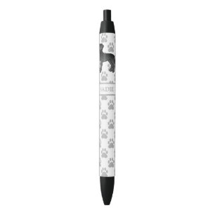 Caneta Preta Cachorro e nome de desenho animado preto-e-branco