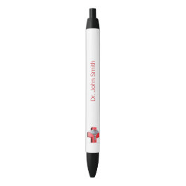 Caneta Preta Caduceus 3D Médico Silver Cruz Vermelho